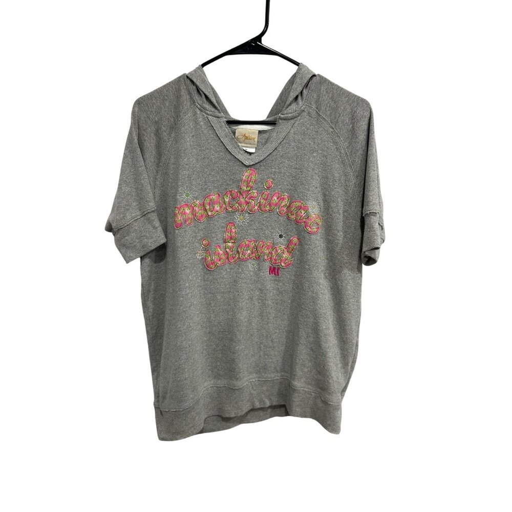 Artisans Mackinac Island MI Womens Short Sleeve Comfy Hoodie Size Medium Casual